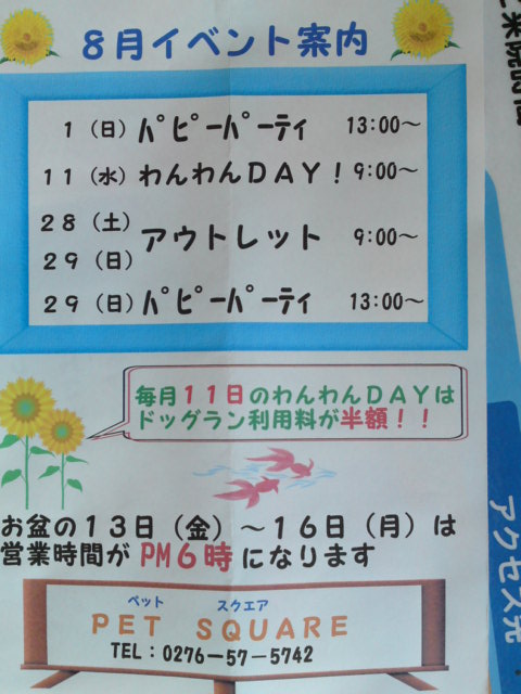 ‱・‱８月のイベント案内‱・‱