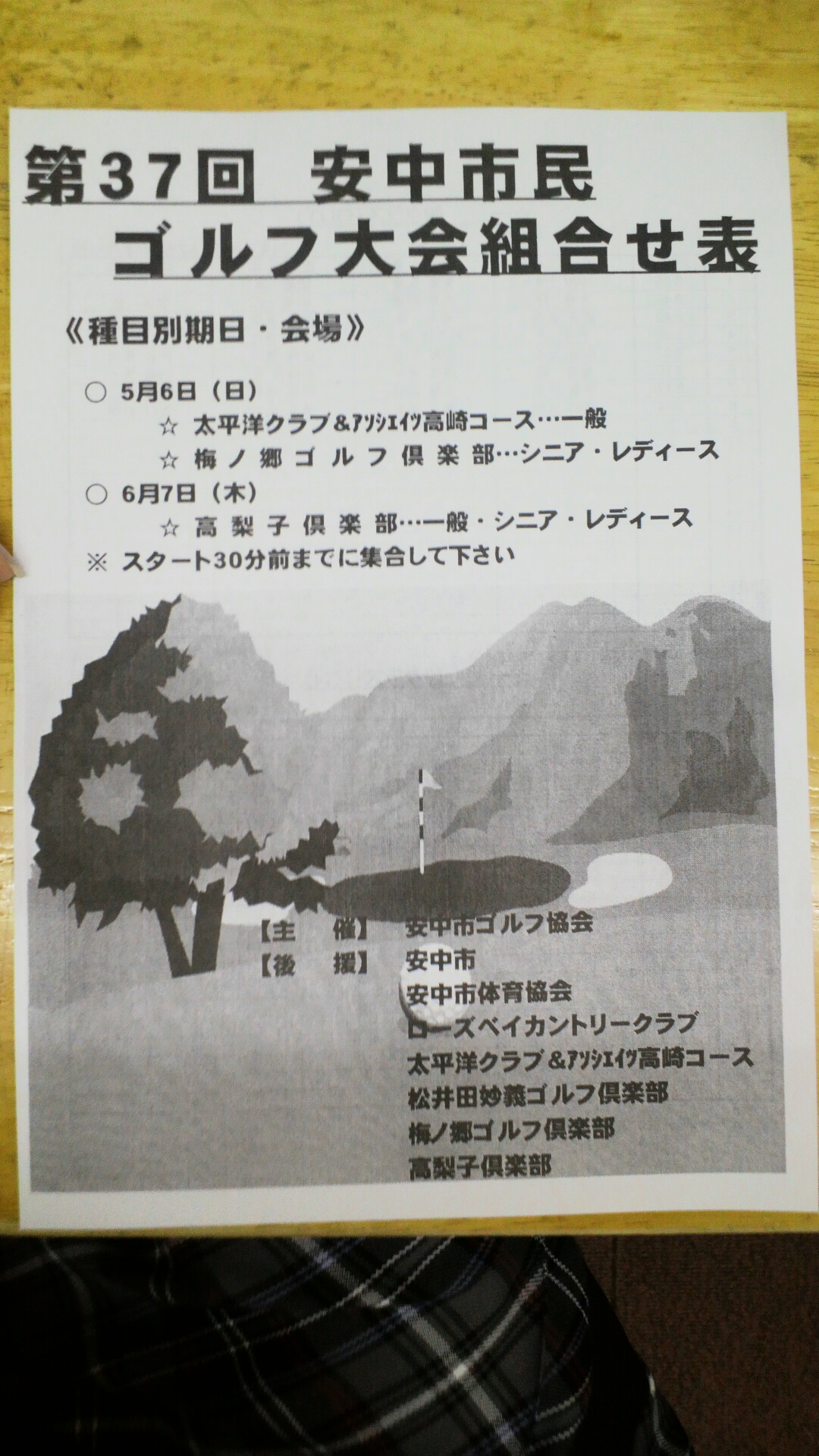安中市民ゴルフ大会組合せ