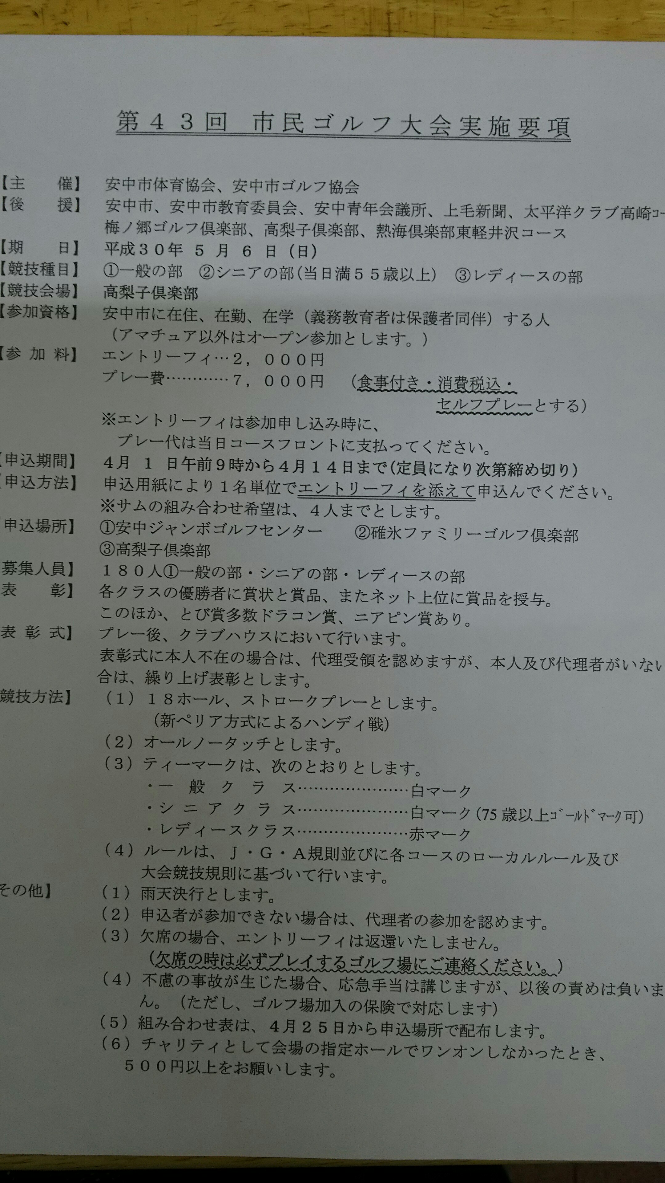 安中市民ゴルフ大会