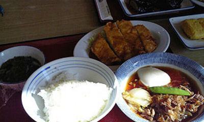 定食屋さんで